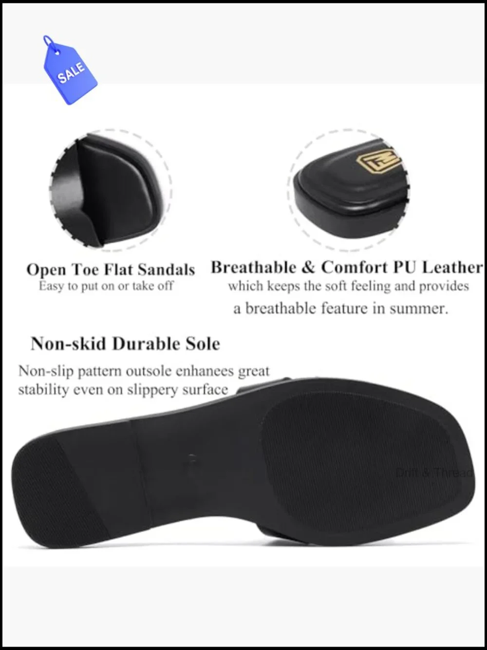 Comfortable Slide Sandals Dressy Summer Slip On Flat Sandals Open Toe Fashion